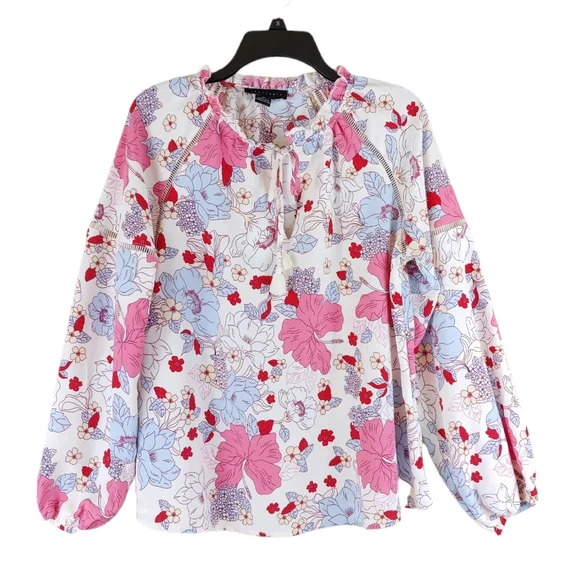 Anthropologie Sanctuary Meadow Floral Blouse long sleeves top oversized - Picture 2 of 13